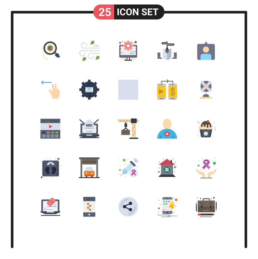 Group of 25 Flat Colors Signs and Symbols for instagram design wind computer setting Editable Vector Design Elements