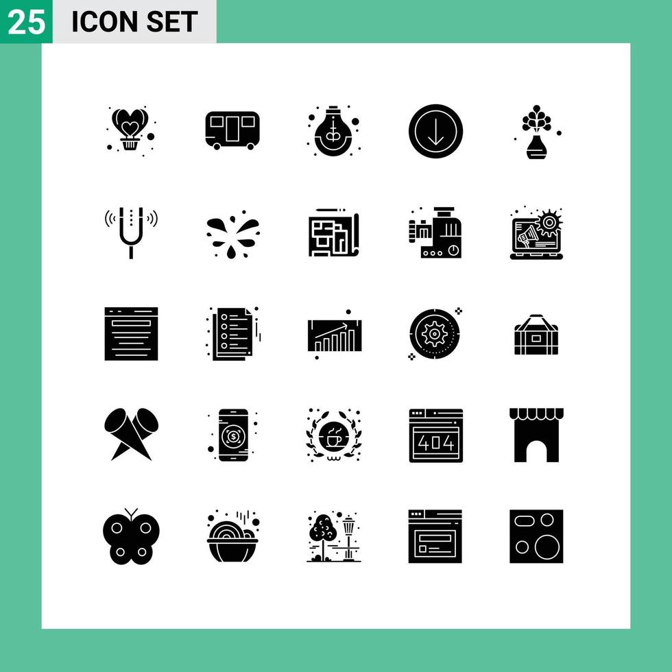 Modern Set of 25 Solid Glyphs and symbols such as home down wagon arrow school Editable Vector Design Elements