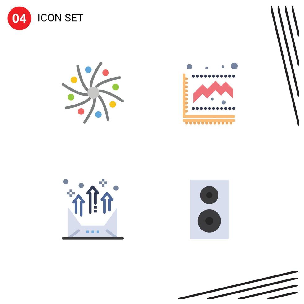 Set of 4 Vector Flat Icons on Grid for astronomy address space graph communication Editable Vector Design Elements