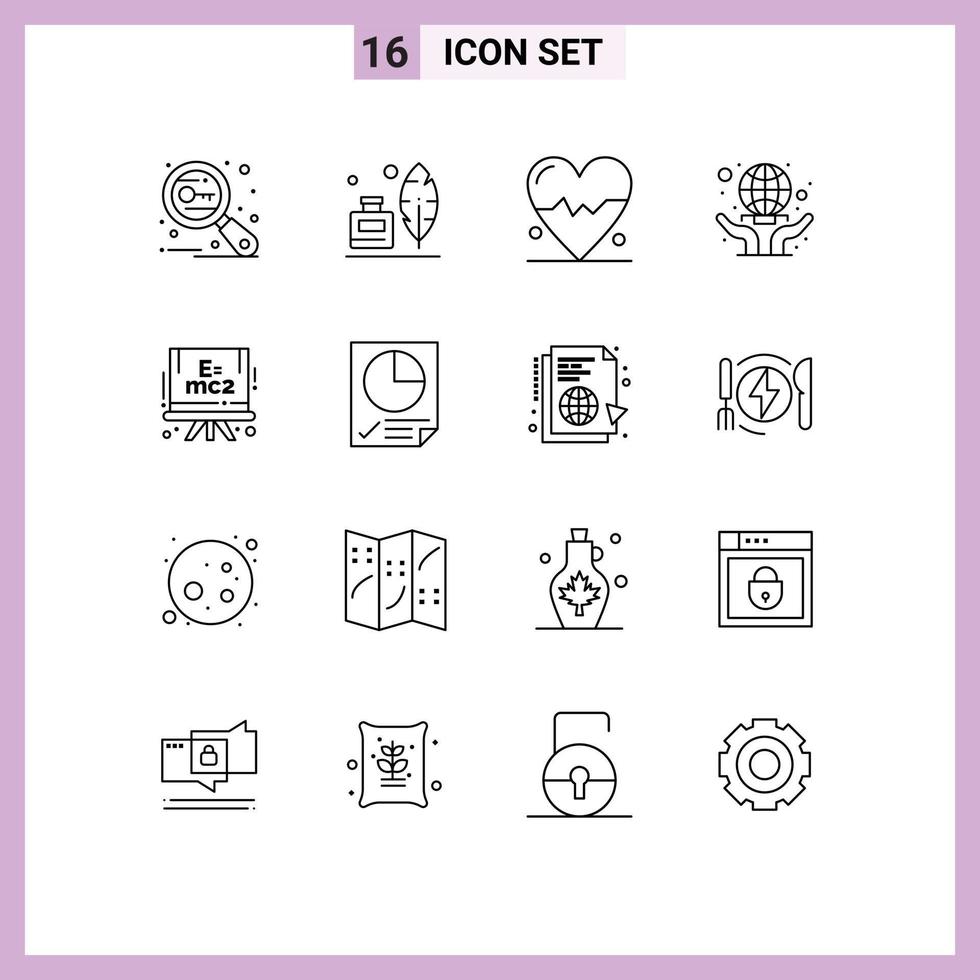 Pack of 16 creative Outlines of formula world wide american hands care Editable Vector Design Elements