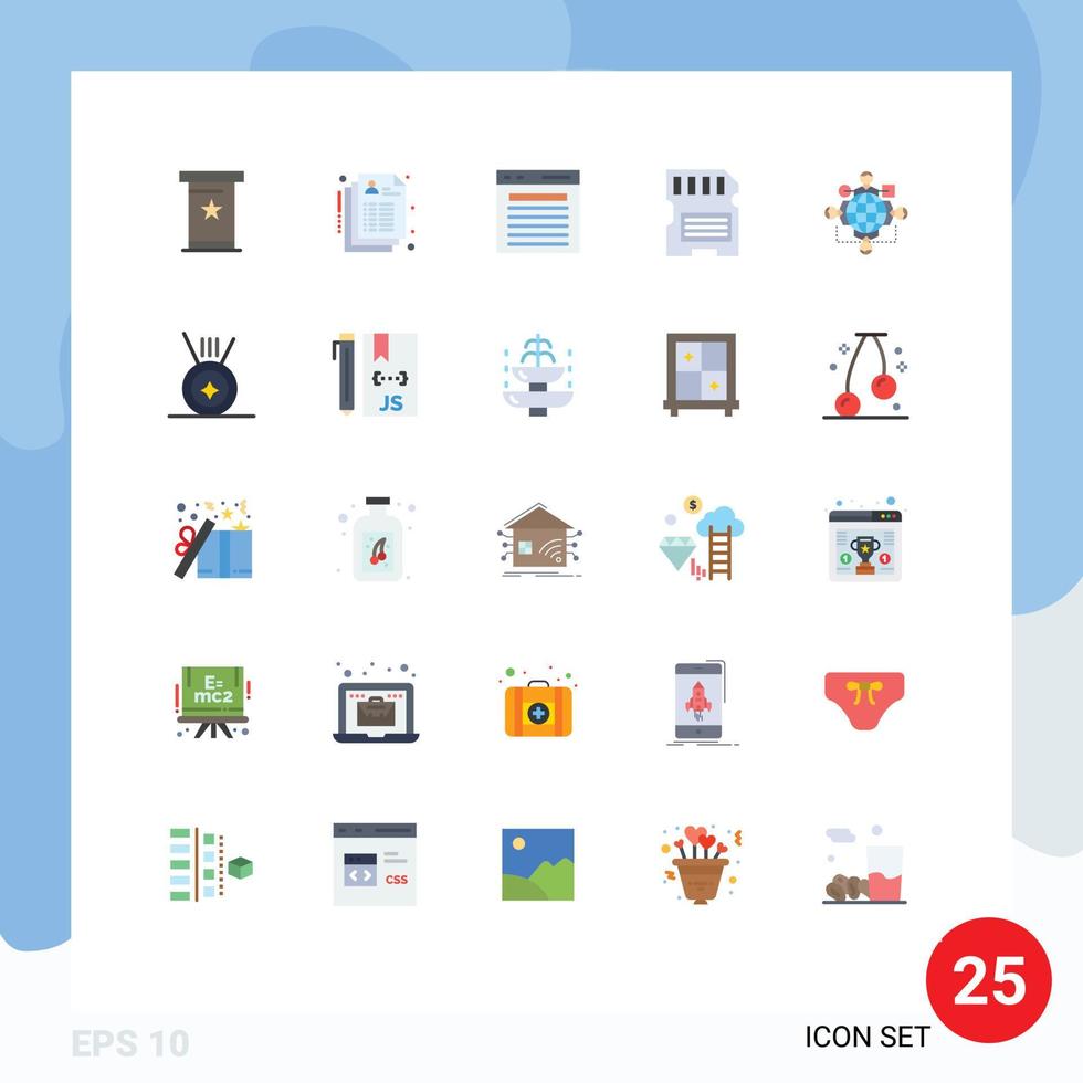 Set of 25 Commercial Flat Colors pack for function memory add hardware website Editable Vector Design Elements