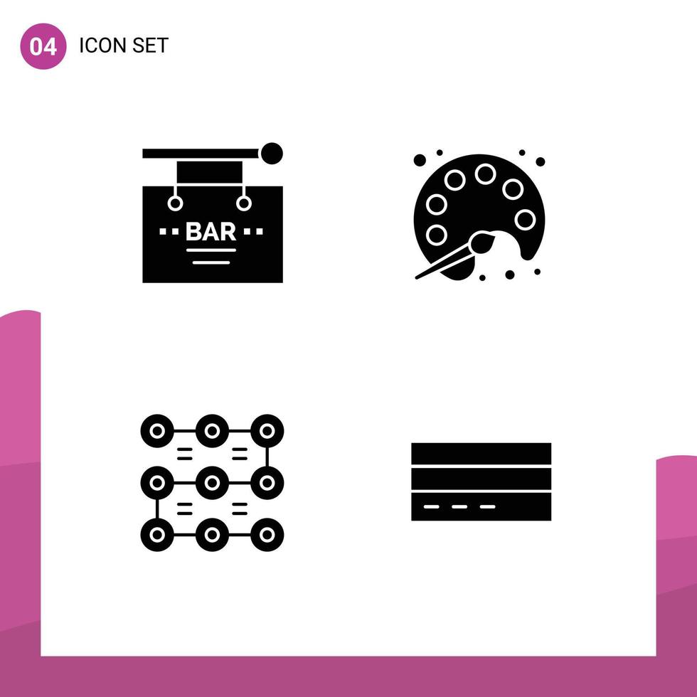4 iconos creativos signos y símbolos modernos de elementos de diseño vectorial editables de protección de palets de bloqueo de barra vector