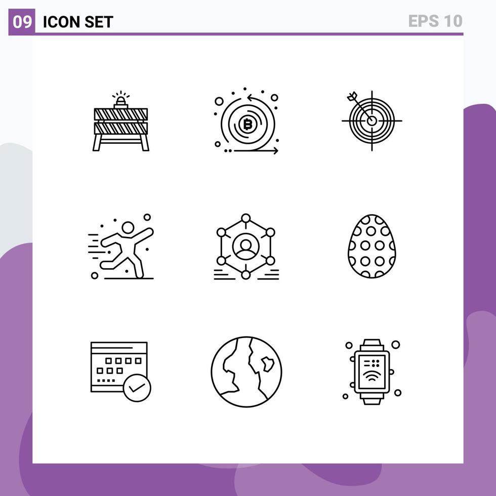 9 Universal Outlines Set for Web and Mobile Applications play hobbies emission target dart Editable Vector Design Elements