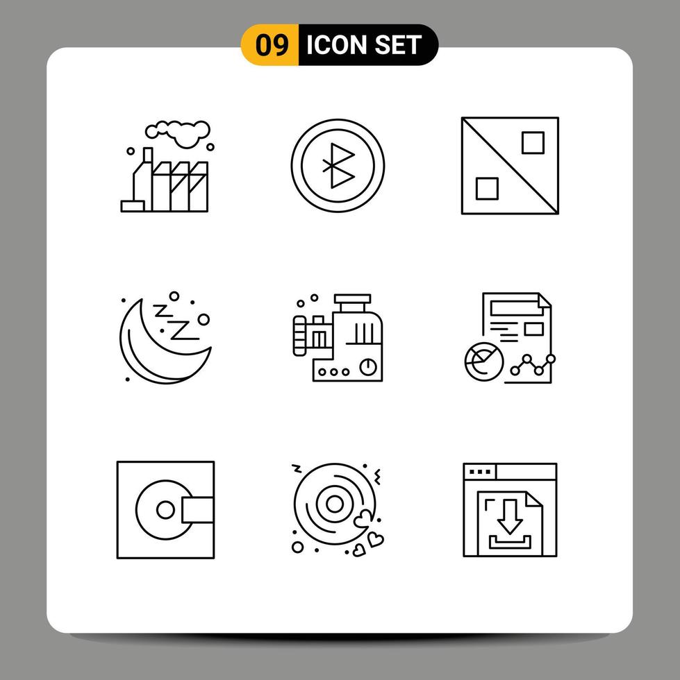 Set of 9 Vector Outlines on Grid for chart meat mixer line meat grinder food mincer Editable Vector Design Elements