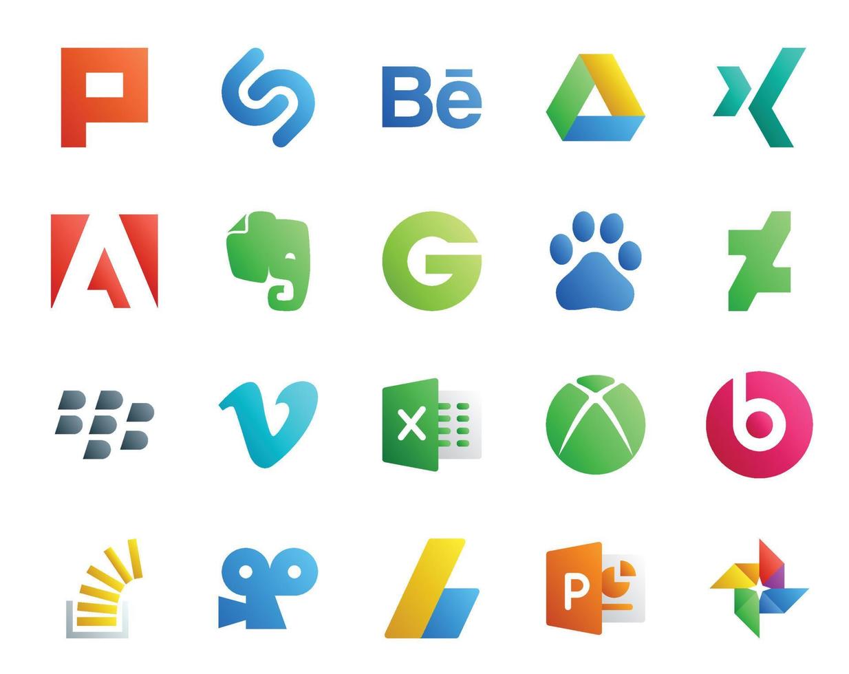 20 Social Media Icon Pack Including question beats pill baidu xbox video vector