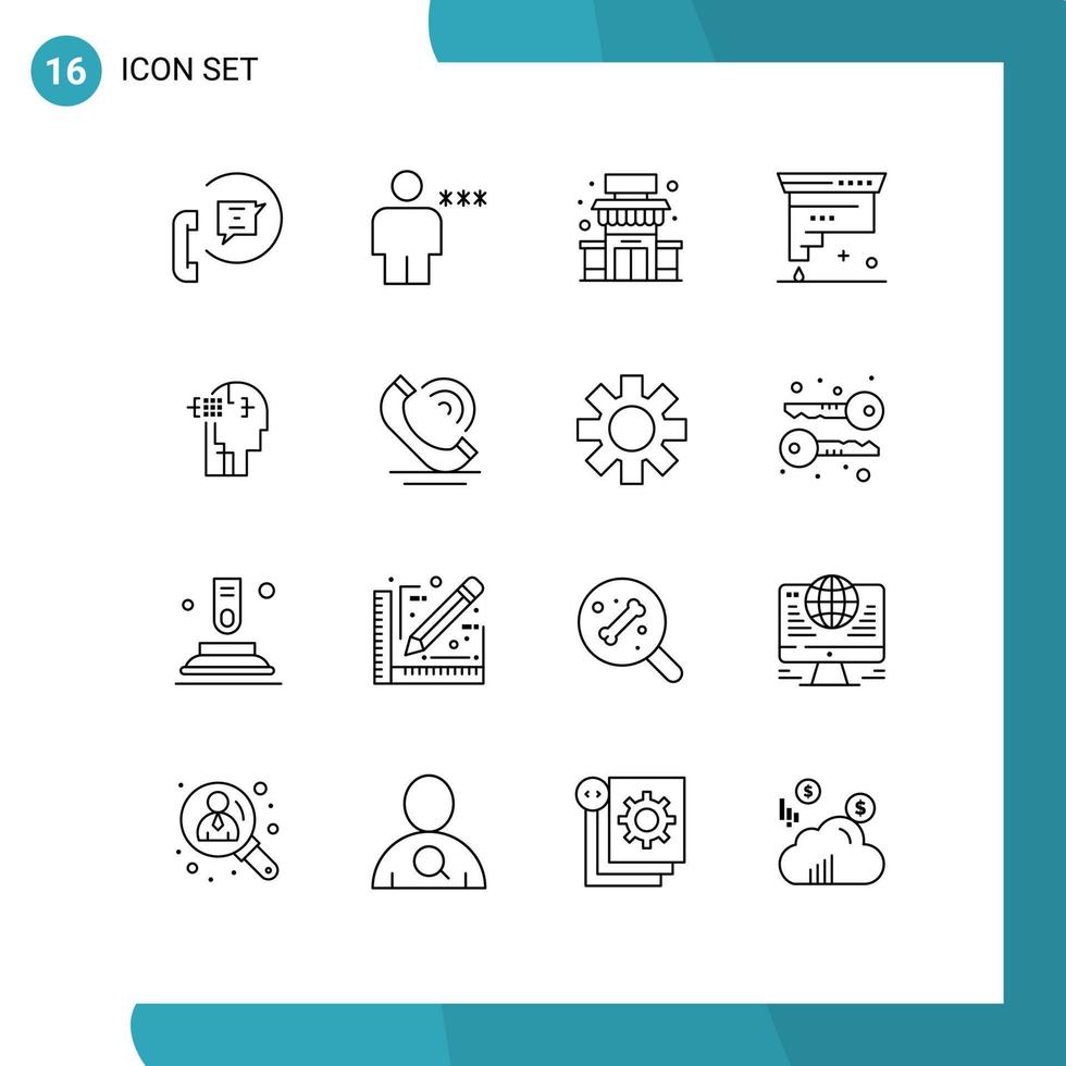 16 Thematic Vector Outlines and Editable Symbols of development coding human cartridge store Editable Vector Design Elements