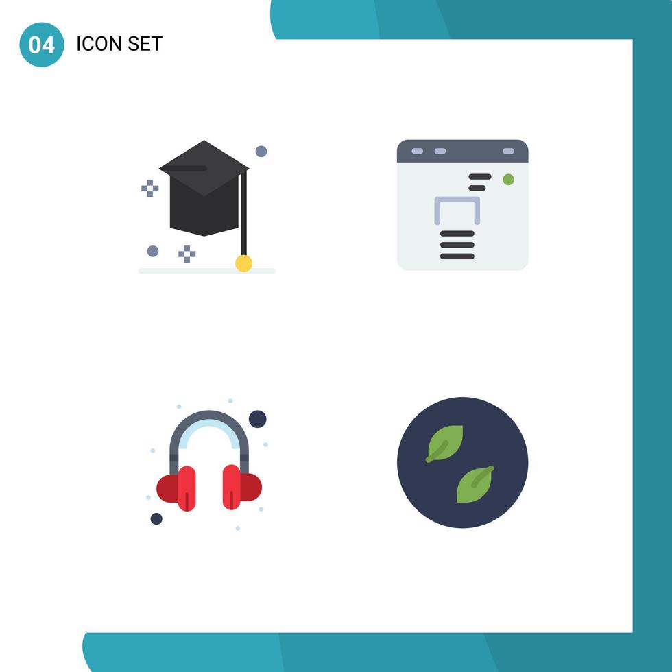 Editable Vector Line Pack of 4 Simple Flat Icons of college help hat finance ecology Editable Vector Design Elements