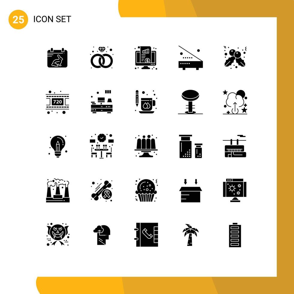 25 Thematic Vector Solid Glyphs and Editable Symbols of berry equipment kpi electronic devices Editable Vector Design Elements