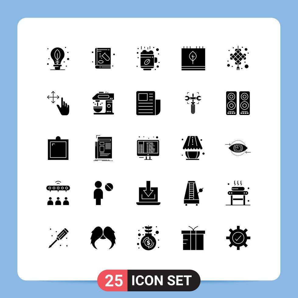 Solid Glyph Pack of 25 Universal Symbols of season fall experiment calendar cup Editable Vector Design Elements