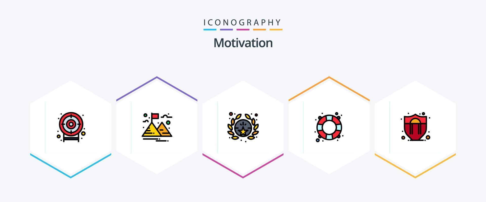 Motivation 25 FilledLine icon pack including . shield motivation. star. protection. water vector