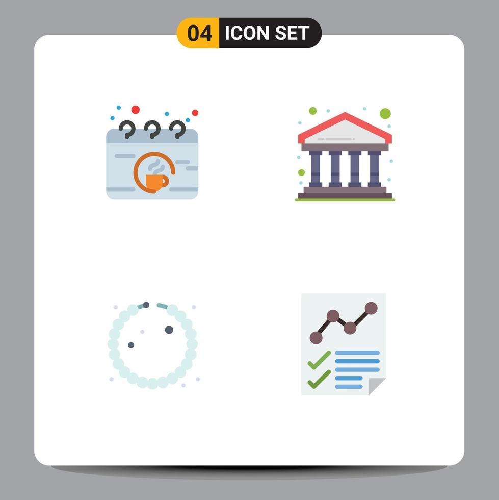 Set of 4 Vector Flat Icons on Grid for calendar jewelry cup finance analytics Editable Vector Design Elements