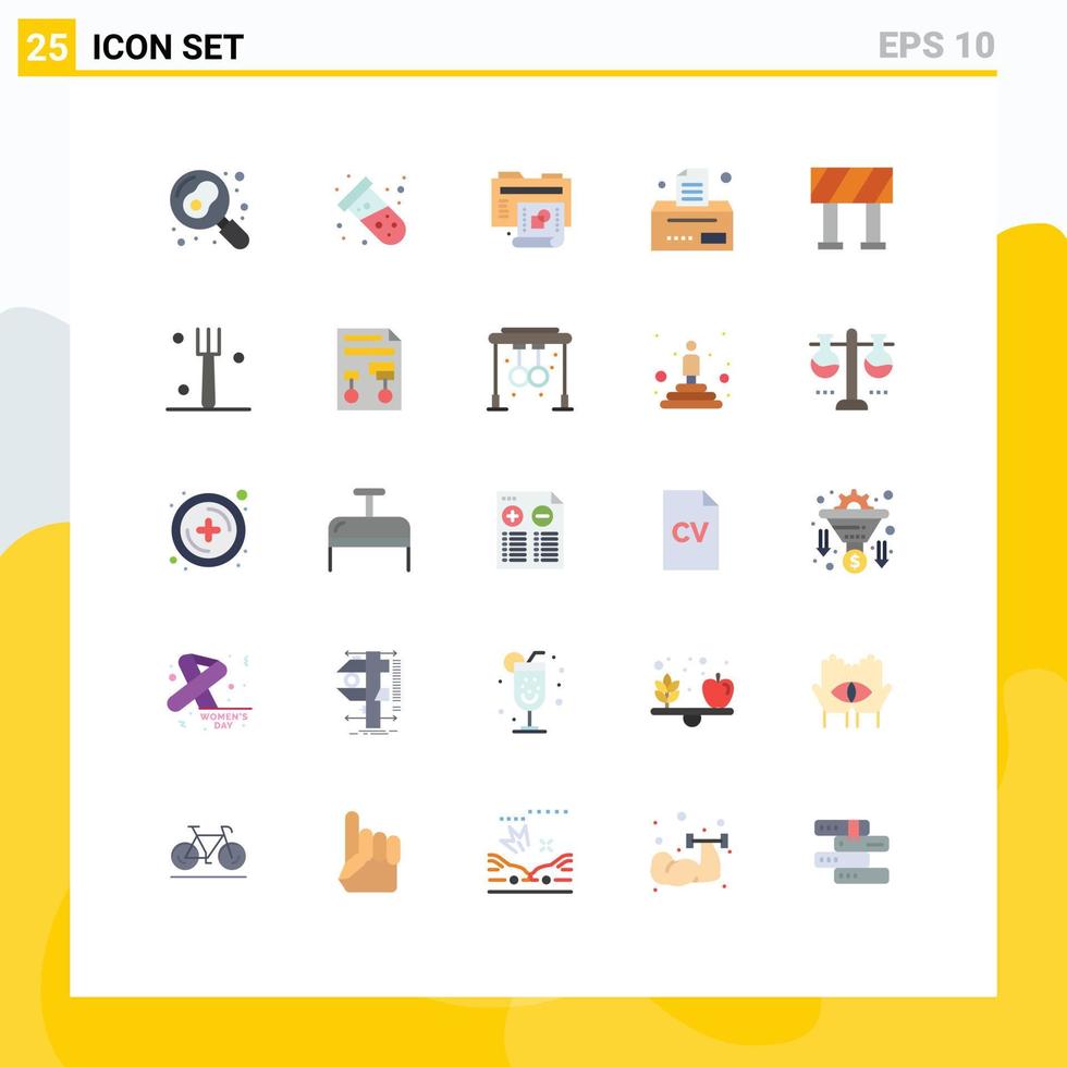 Editable Vector Line Pack of 25 Simple Flat Colors of fork block creative office bill Editable Vector Design Elements