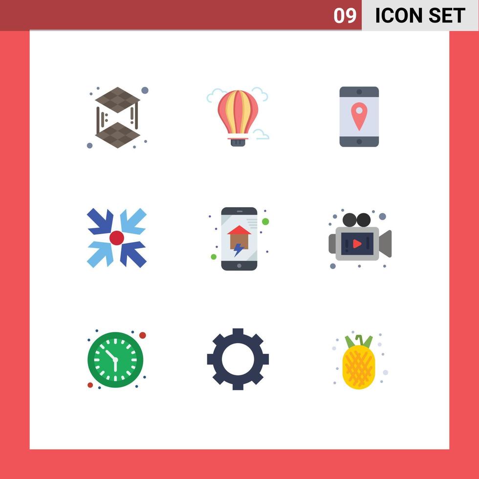9 Flat Color concept for Websites Mobile and Apps smart house home networking location home automation minimize Editable Vector Design Elements