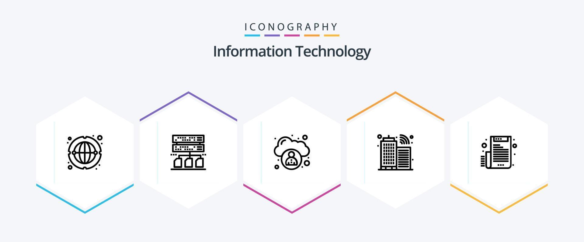 Information Technology 25 Line icon pack including . file. cloud. email. internet vector