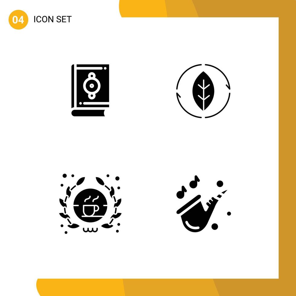 4 Universal Solid Glyph Signs Symbols of islam coffee ramadan source sign Editable Vector Design Elements