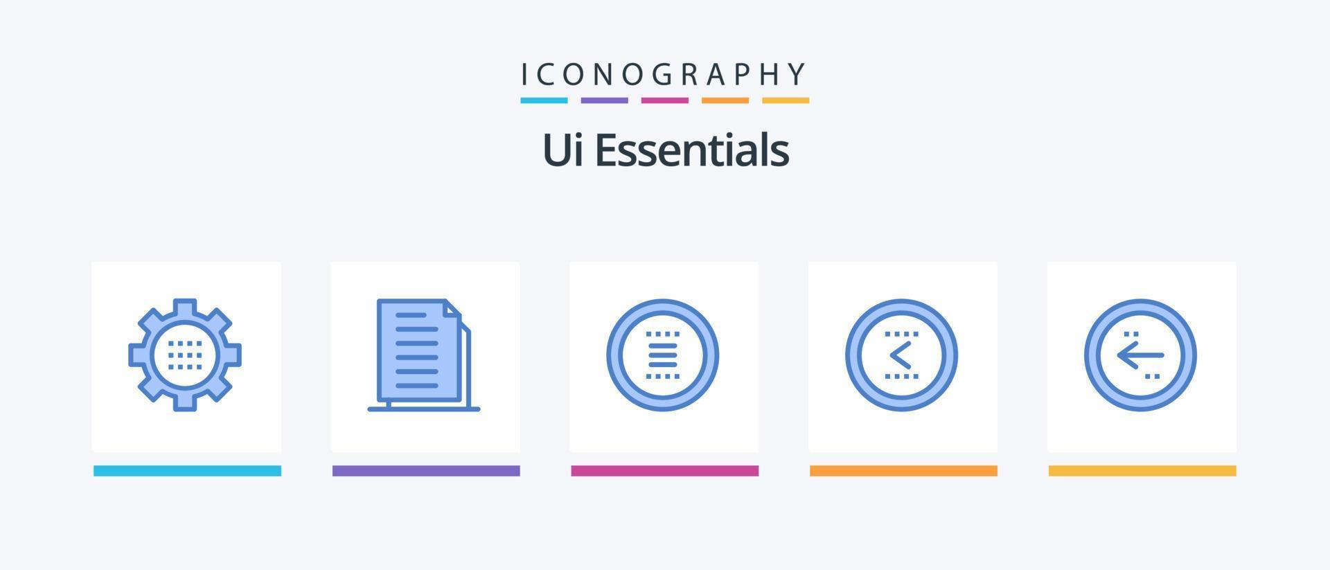 paquete de iconos ui essentials blue 5 que incluye interfaz. flecha. archivos navegación. hamburguesa. diseño de iconos creativos vector