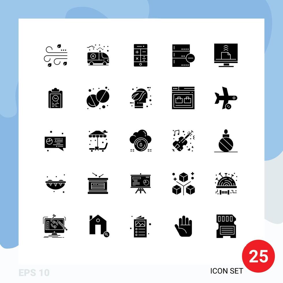 Stock Vector Icon Pack of 25 Line Signs and Symbols for communication database calculator data backup Editable Vector Design Elements