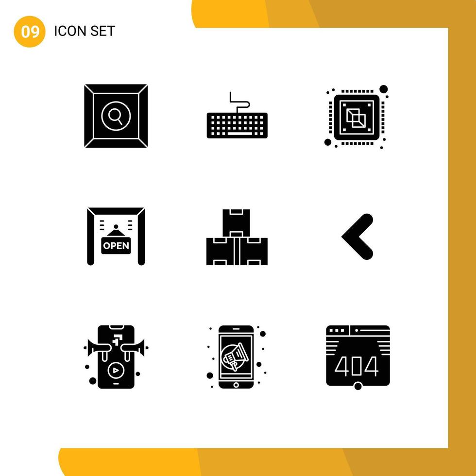 Modern Set of 9 Solid Glyphs Pictograph of production industry chip shop ecommerce Editable Vector Design Elements