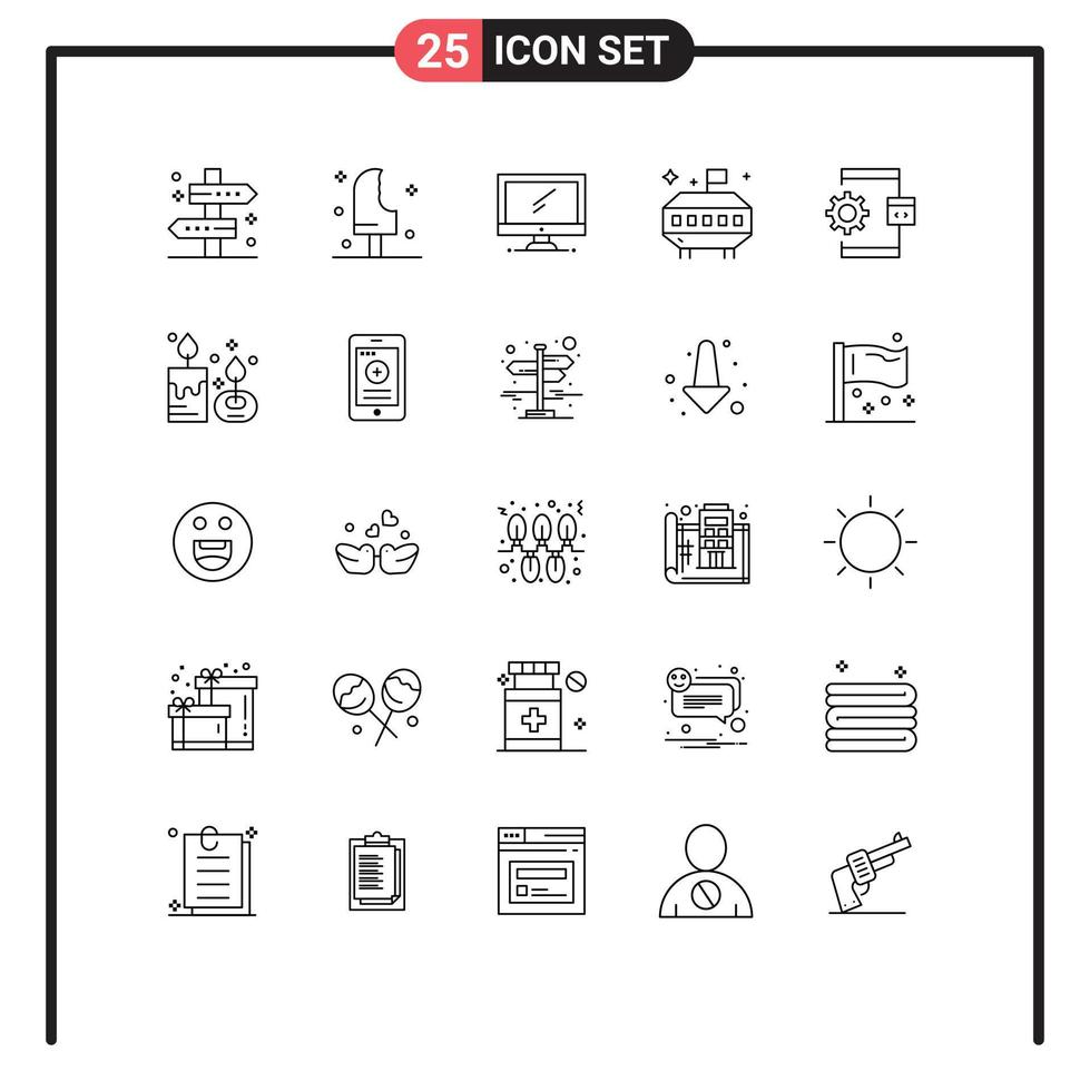 25 iconos creativos signos y símbolos modernos de ovni astronomía helado pc dispositivo elementos de diseño vectorial editables vector