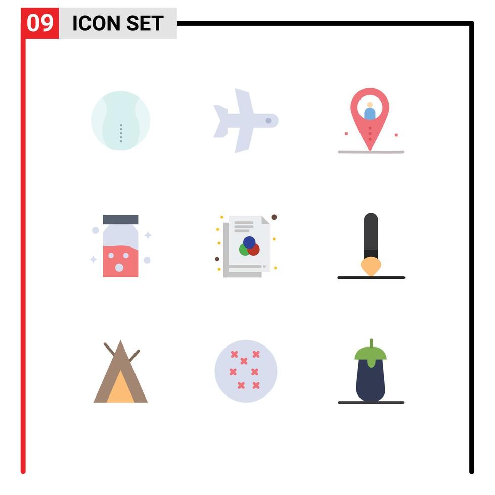 Pictogram Set of 9 Simple Flat Colors of file healthcare distance health outsource Editable Vector Design Elements