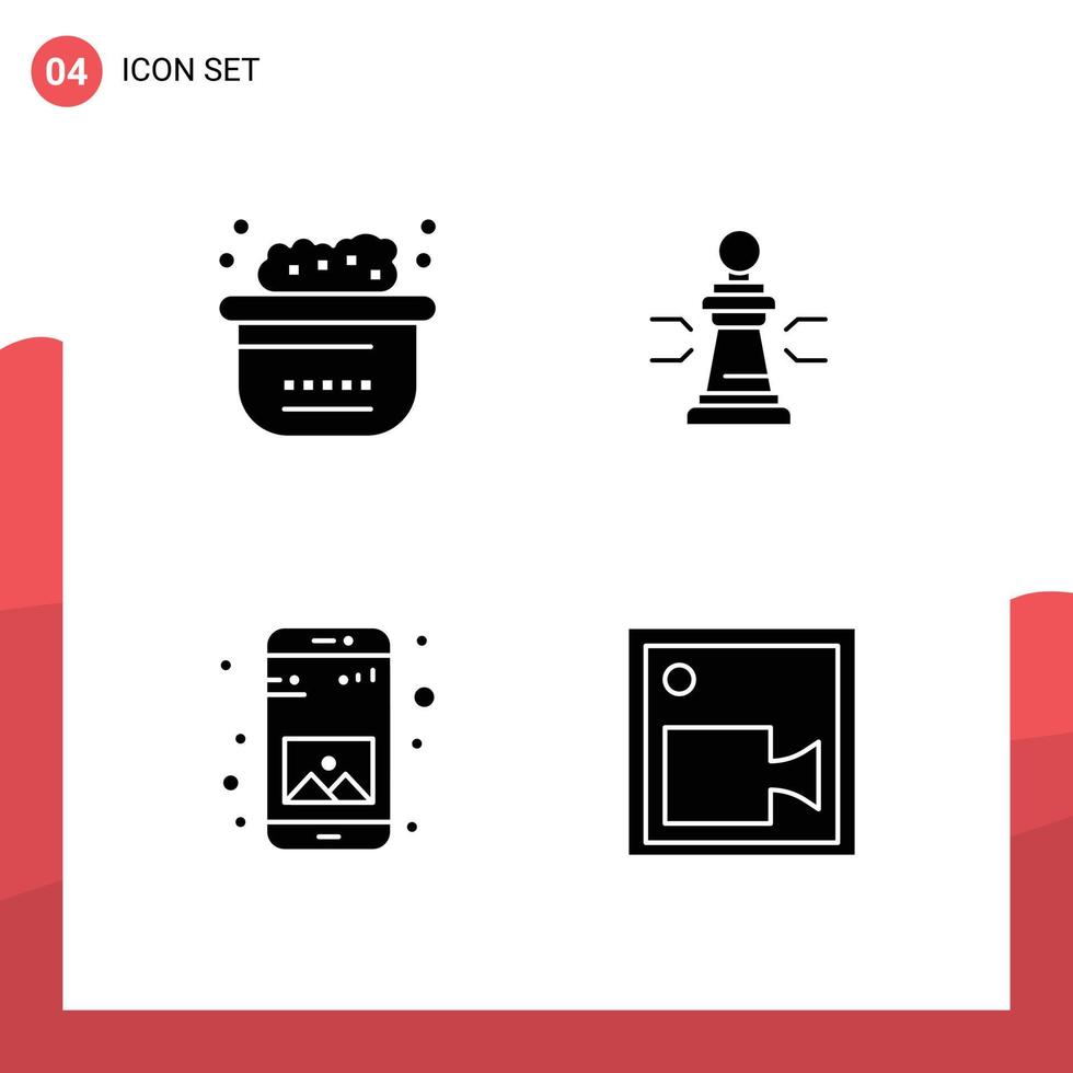 4 Universal Solid Glyph Signs Symbols of animals strategy clean business app Editable Vector Design Elements