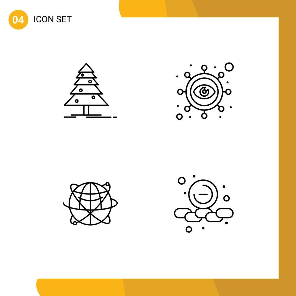 Stock Vector Icon Pack of 4 Line Signs and Symbols for tree business x mas marketing global Editable Vector Design Elements