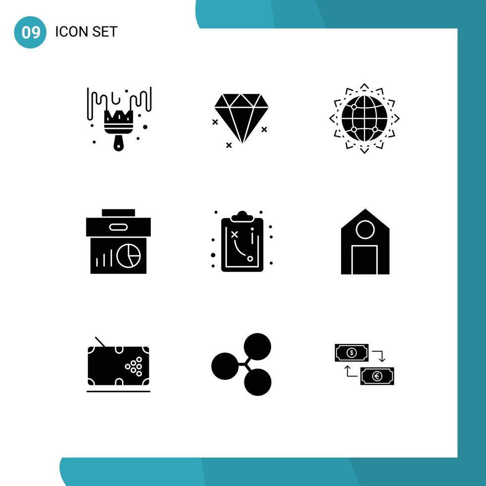 Stock Vector Icon Pack of 9 Line Signs and Symbols for strategy marketing seo graph data Editable Vector Design Elements