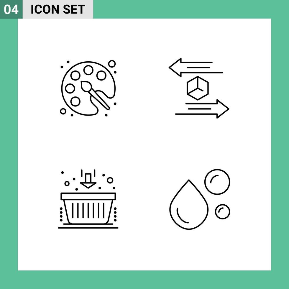 Line Pack of 4 Universal Symbols of back to school basket education logistic finance Editable Vector Design Elements