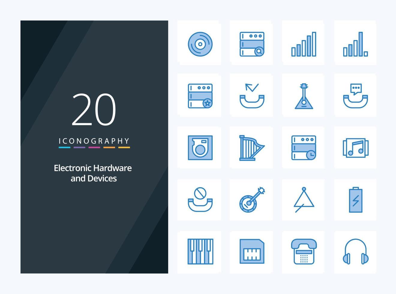 20 Devices Blue Color icon for presentation vector