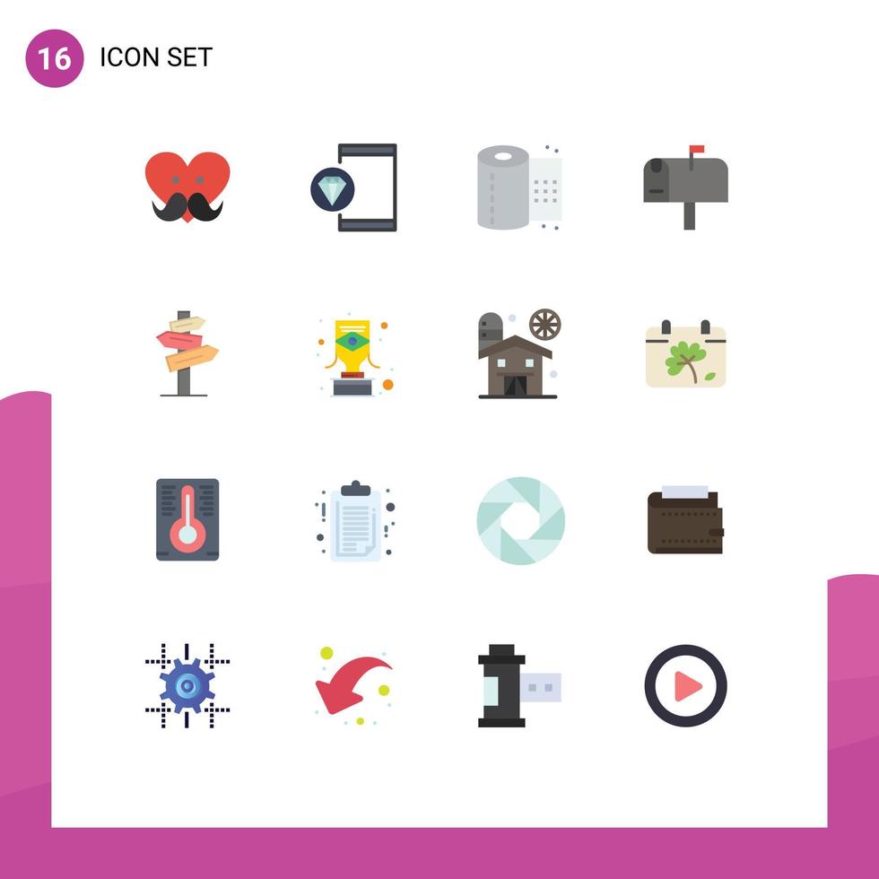 Editable Vector Line Pack of 16 Simple Flat Colors of hotel postbox programming post toilet paper Editable Pack of Creative Vector Design Elements