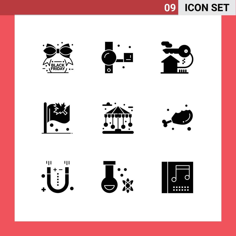 Set of 9 Modern UI Icons Symbols Signs for building leaf video camera canada key Editable Vector Design Elements