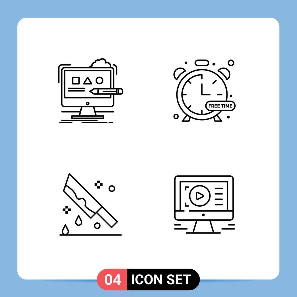 4 Universal Filledline Flat Colors Set for Web and Mobile Applications art blood digital hobbies horror Editable Vector Design Elements
