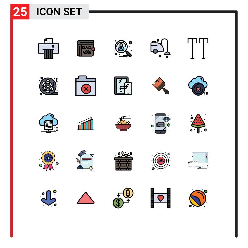 Modern Set of 25 Filled line Flat Colors and symbols such as caps vacuum candidate cleaning clean Editable Vector Design Elements