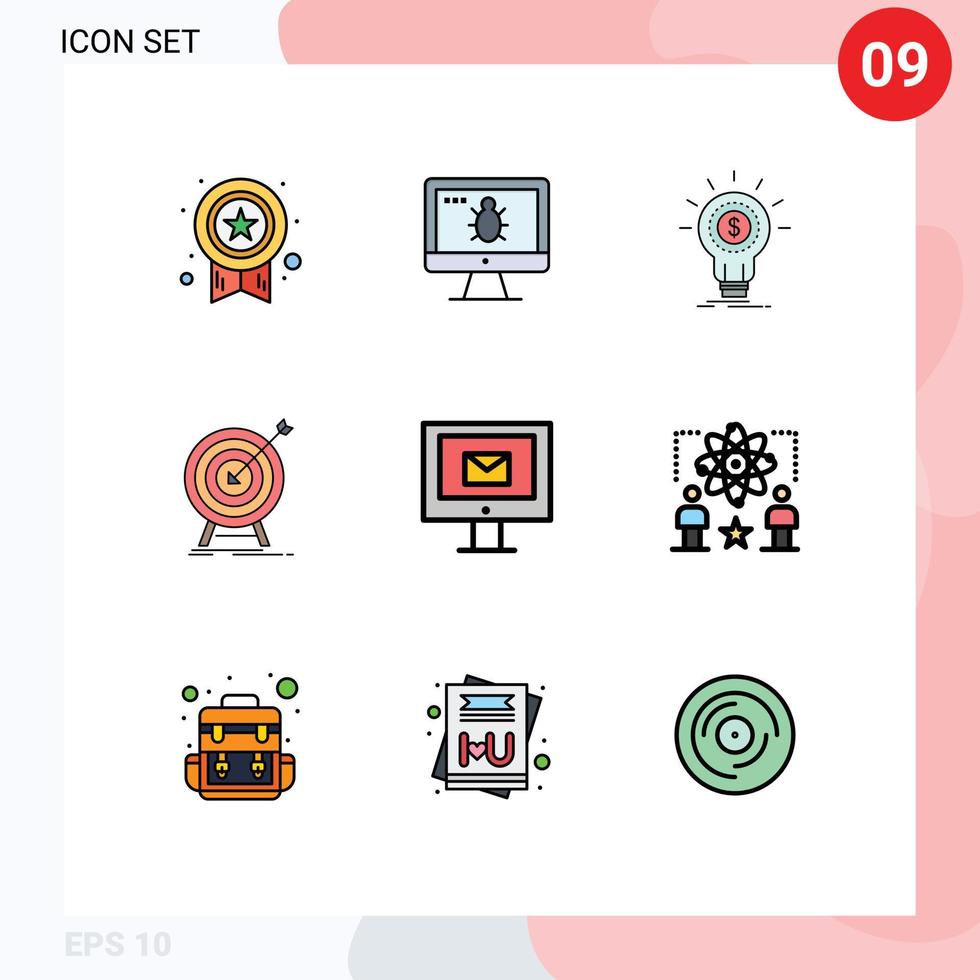 9 Creative Icons Modern Signs and Symbols of target market finance hit startup Editable Vector Design Elements