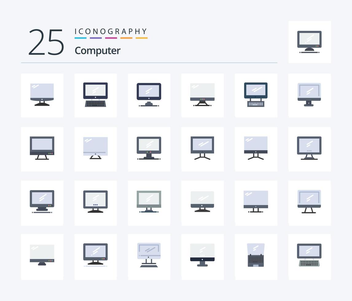 Computer 25 Flat Color icon pack including . Layer 1. laptop. pc. device vector