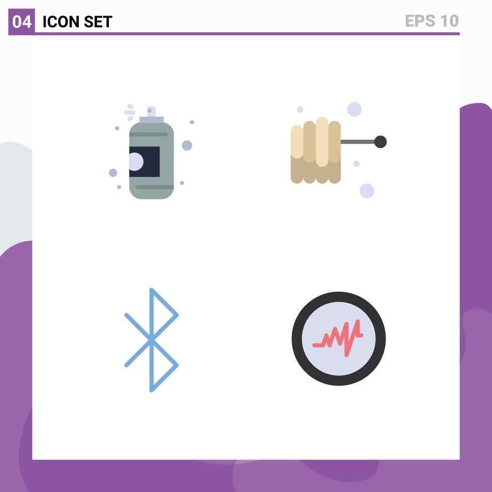 Mobile Interface Flat Icon Set of 4 Pictograms of spray heart paint bluetooth 5 Editable Vector Design Elements