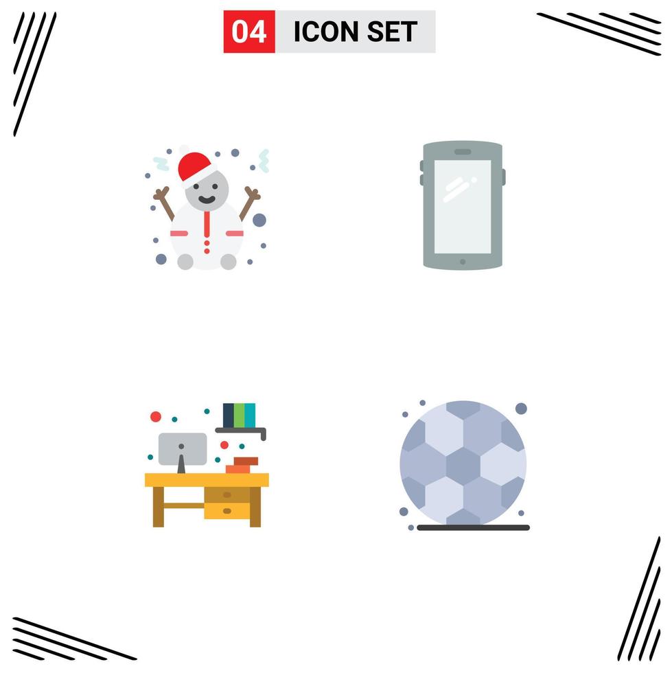 conjunto de 4 iconos de ui modernos símbolos signos para hombre oficina teléfono android educación elementos de diseño vectorial editables vector