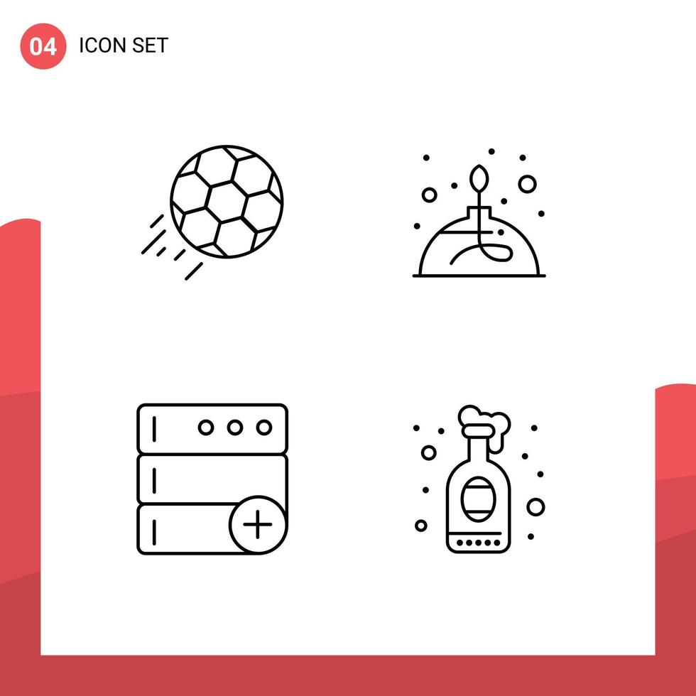 4 Creative Icons Modern Signs and Symbols of soccer science kick burner database Editable Vector Design Elements