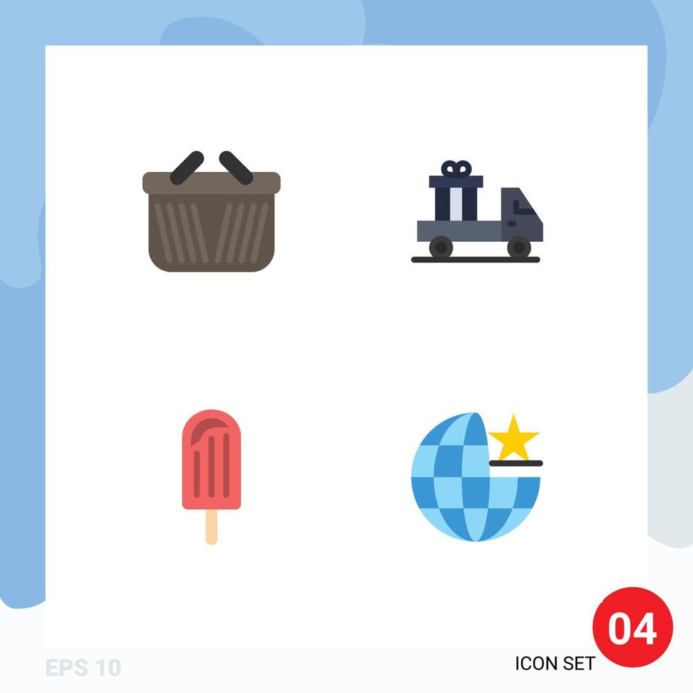 paquete de iconos vectoriales de stock de 4 signos y símbolos de línea para compras de crema de cesta enviar elementos de diseño vectorial editables de hielo vector