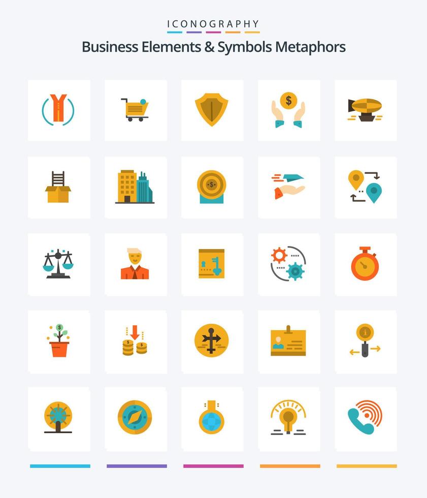 Creative Business Elements And Symbols Metaphors 25 Flat icon pack  Such As air. money. store. finance insurance. protect vector