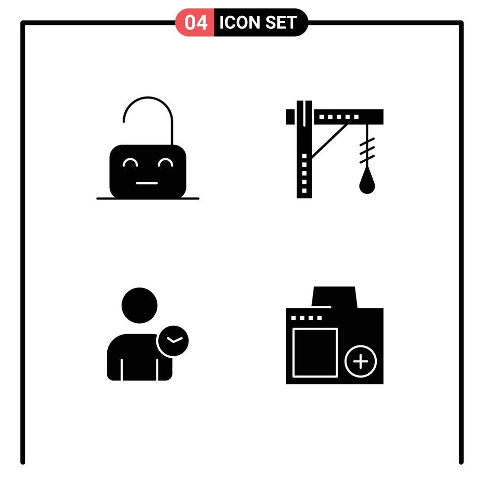 Universal Solid Glyphs Set for Web and Mobile Applications control man unlock electric time Editable Vector Design Elements