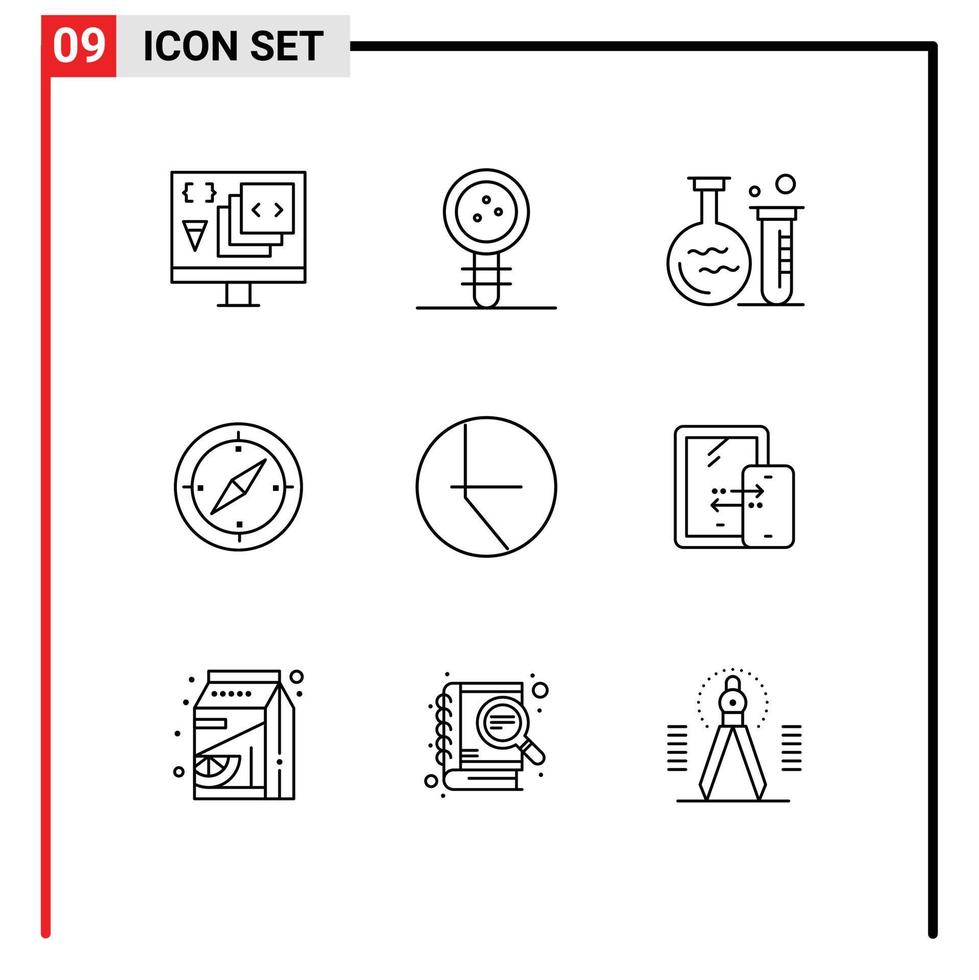 Set of 9 Commercial Outlines pack for gps direction laboratory navigation lab Editable Vector Design Elements