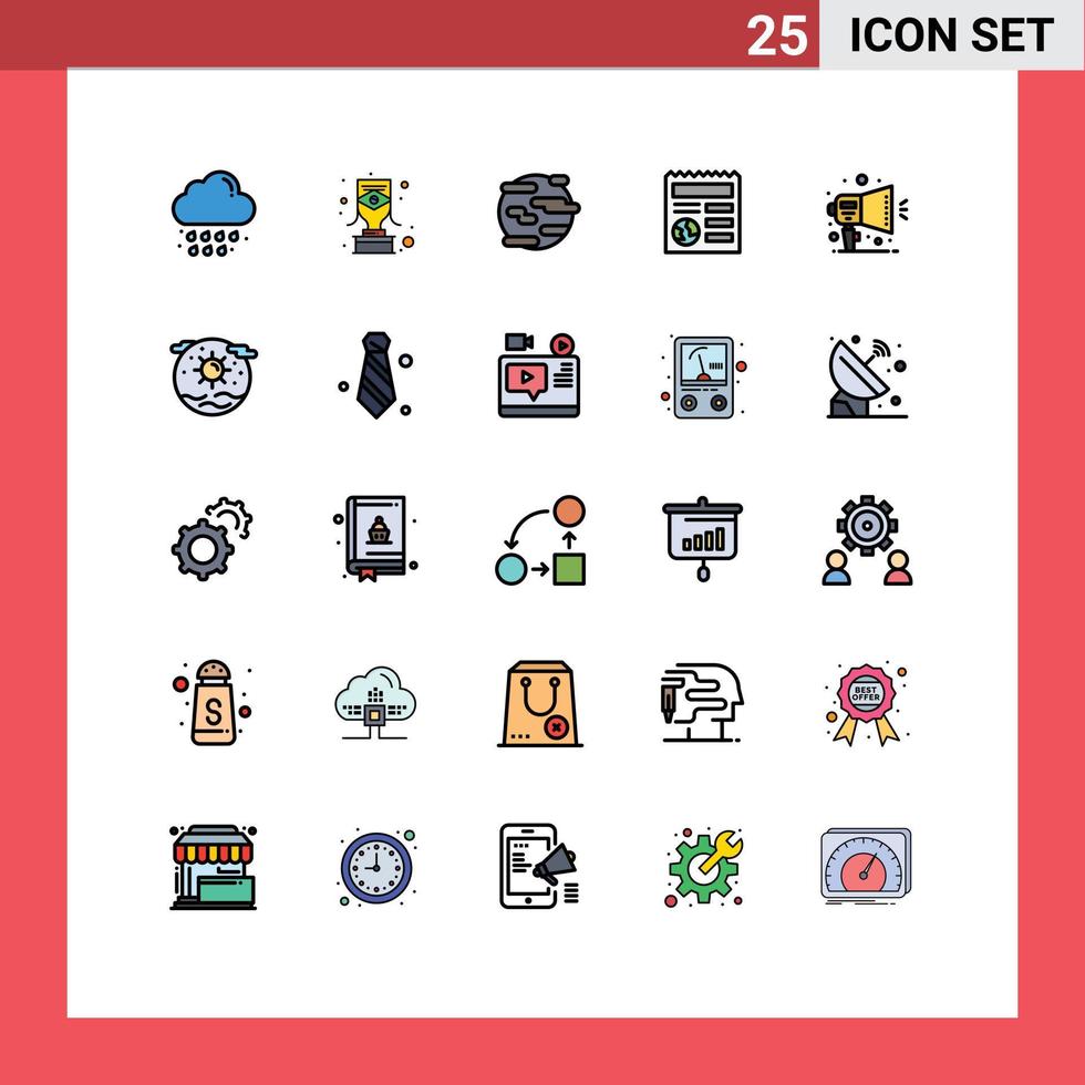 paquete de iconos vectoriales de stock de 25 signos y símbolos de línea para elementos de diseño vectorial editables del mundo del documento del entorno del globo del anuncio vector