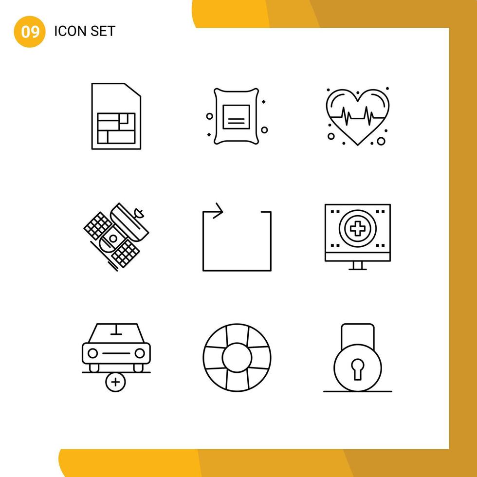 Stock Vector Icon Pack of 9 Line Signs and Symbols for repeat arrow heart telecommunication communication Editable Vector Design Elements