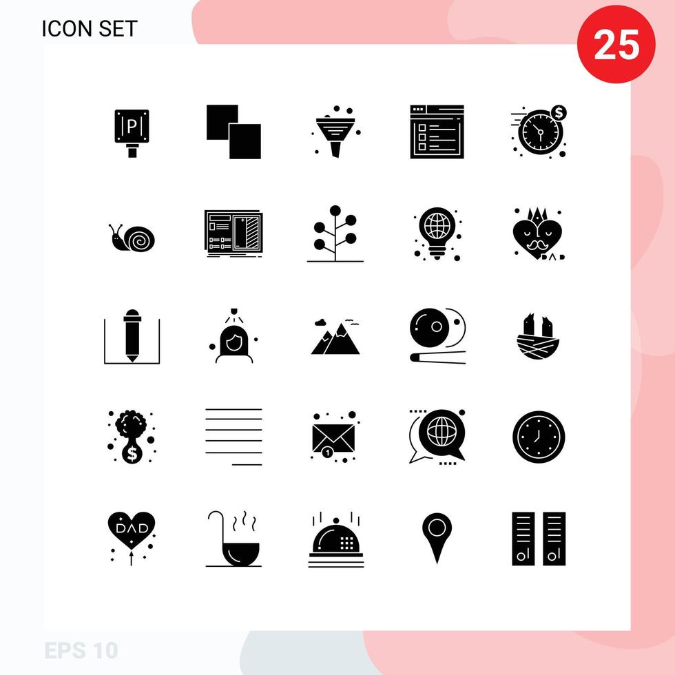 Stock Vector Icon Pack of 25 Line Signs and Symbols for clock website data web internet Editable Vector Design Elements