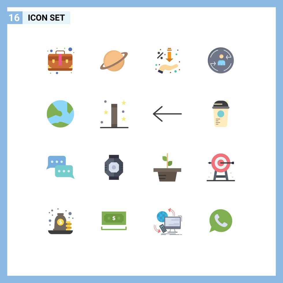 16 Creative Icons Modern Signs and Symbols of marketing visiter mars peturning hand Editable Pack of Creative Vector Design Elements
