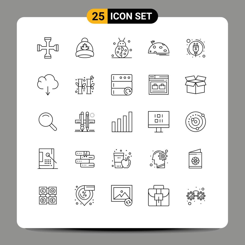 Universal Icon Symbols Group of 25 Modern Lines of flag space canada planet thanksgiving Editable Vector Design Elements