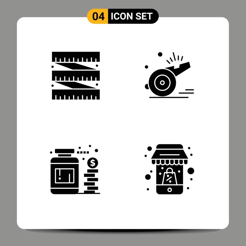 Set of Commercial Solid Glyphs pack for diet jar whistle soccer savings Editable Vector Design Elements