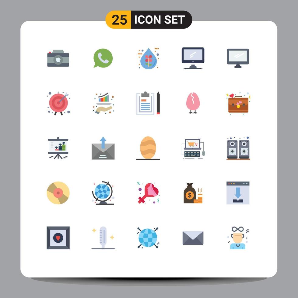 Group of 25 Modern Flat Colors Set for pc device bio monitor liquid Editable Vector Design Elements