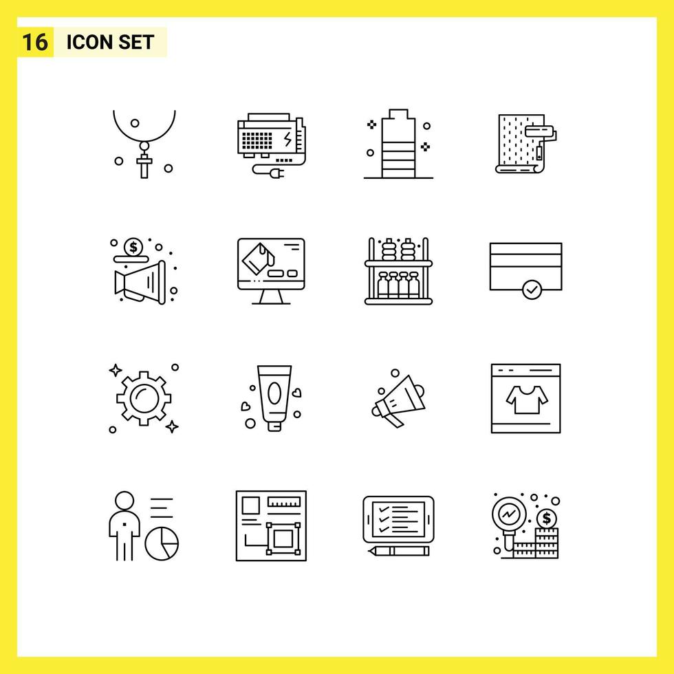 paquete de iconos vectoriales de stock de 16 signos y símbolos de línea para el diseño de elementos de diseño vectorial editables de energía de energía de pintura vector